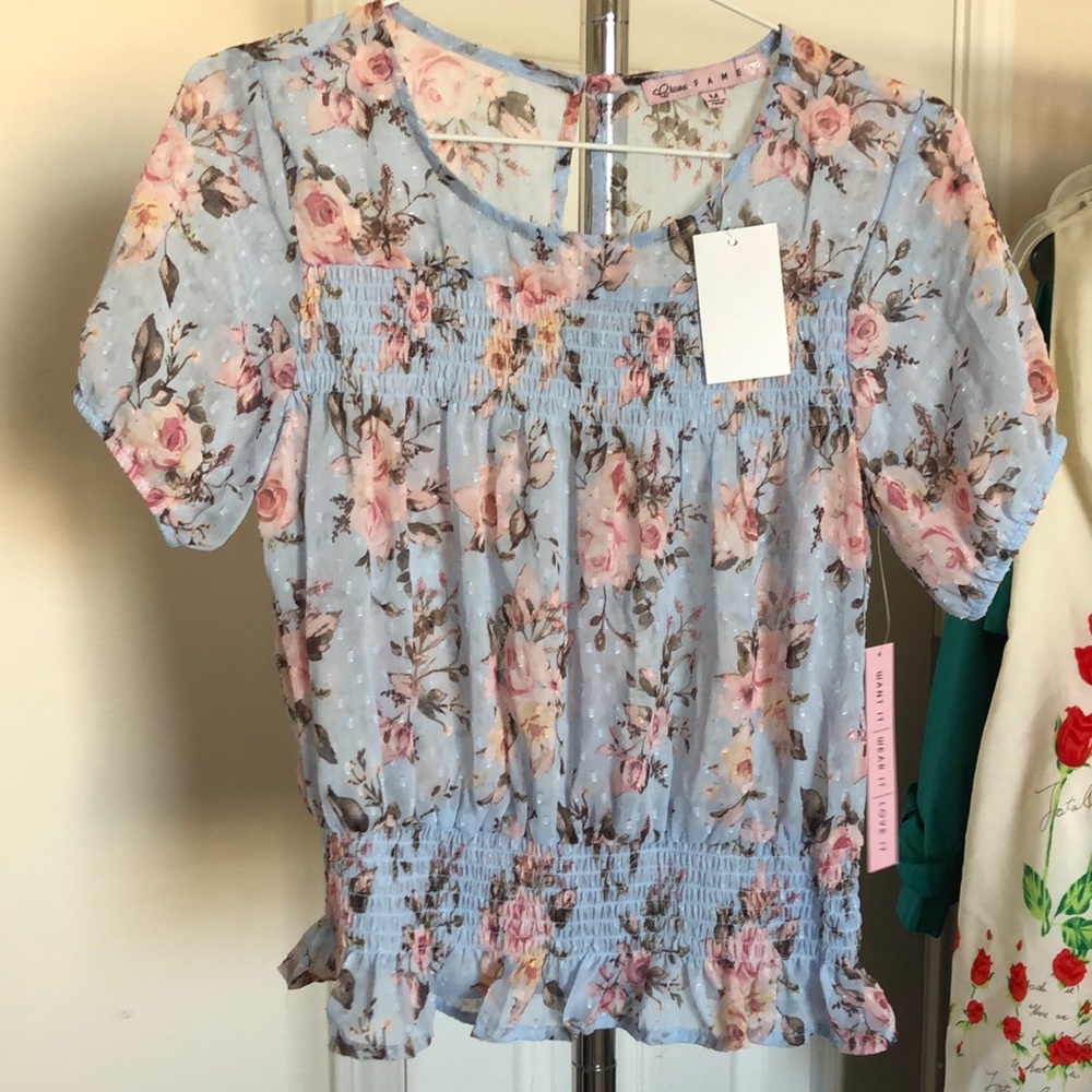 NWT- Blue Floral Top